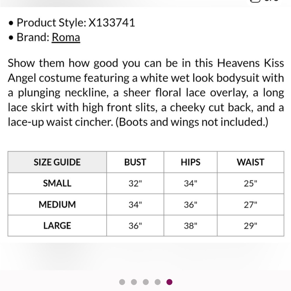 NEW Roma Heaven's Kiss Angel Sexy 2 Piece Costume Dress Set Small Yandy